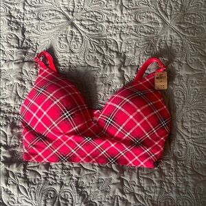 Plaid Pink Women's Bra PINK Victoria Secret Size Large